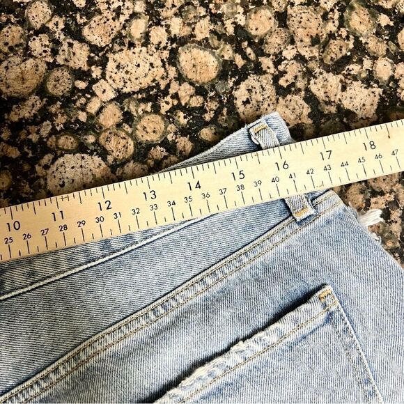 Agolde Light Blue Distressed Jean Shorts - Picture 7 of 11